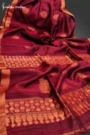 Matka Benarasi (Silk by Matka). Allover weaving work. Red