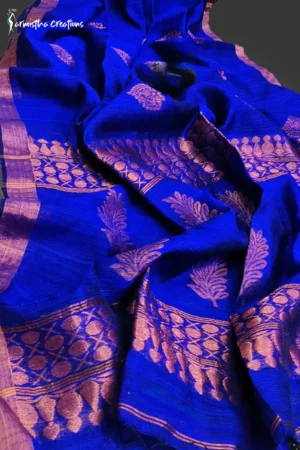 Matka Benarasi (Silk by Matka). Allover weaving work. Royal Blue