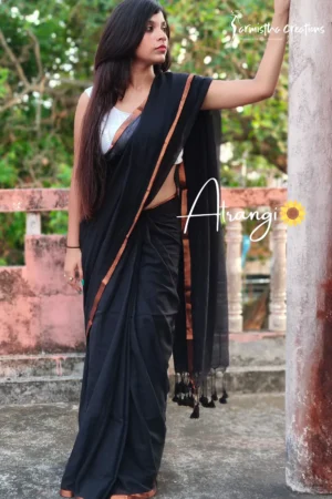 Atrangi Pure Mal Cotton Saree Black