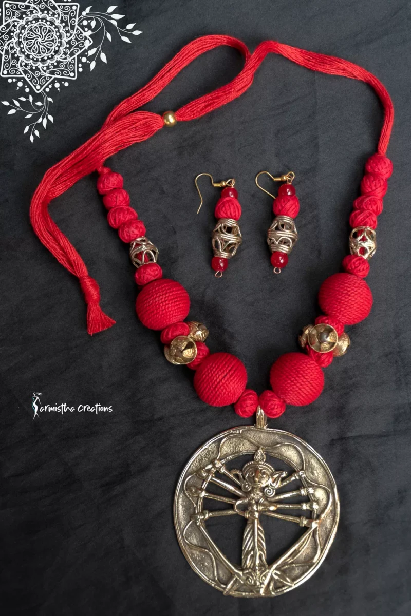 Dokra Durga necklace round (hand-made)