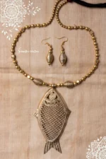 Traditional hand-made Dokra mala (Fish, natural colour).