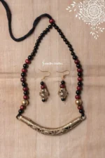 Traditional hand-made Dokra mala (Hasuli Mala, Black-Maroon)