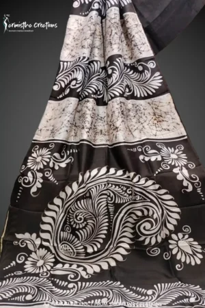 Bishnupuri silk hand batik coffee brown