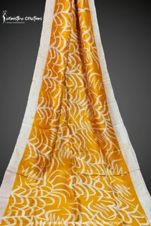 Bishnupuri silk hand batik golden yellow