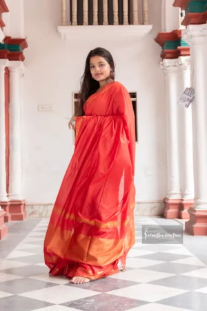 Raktakarabi fiery red mangalgiri silk saree