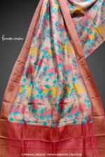 zari border pure desi tussar silk with multi-colour floral motifs