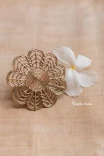 Traditional hand-made flower dokra ring (natural colour).