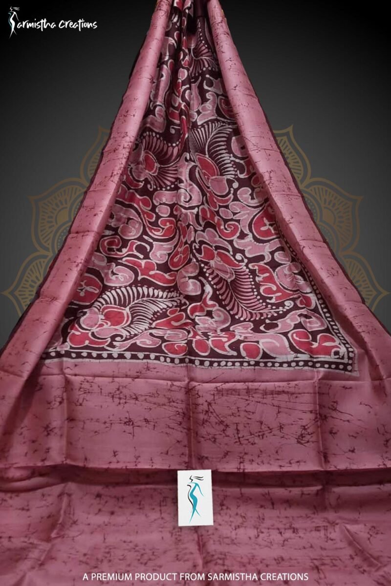 Bishnupuri silk hand batik Dusky Rose