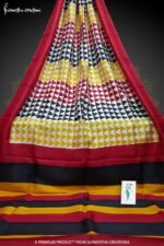 murshidabad silk saree with hand block printing multi colour with geometric motif