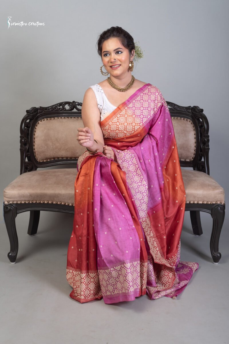 tussar kutchwork saree