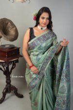 hand block printed desi tussar saree