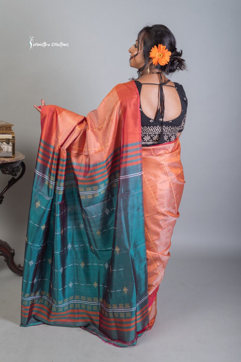 bishnupuri katan weaved contrast pallu and blouse piece