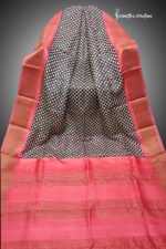 zari border desi tussar silk saree with block printing