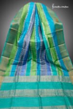 zari border desi tussar silk saree with block printing