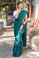 pure cotton saree peacock green