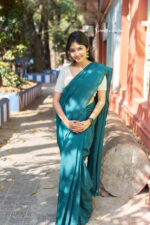 pure cotton saree peacock green