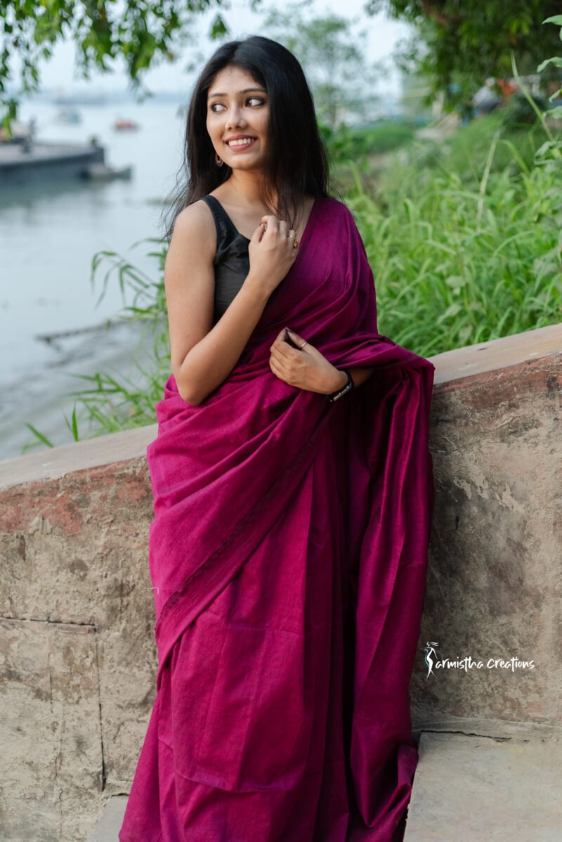 pure cotton saree magenta