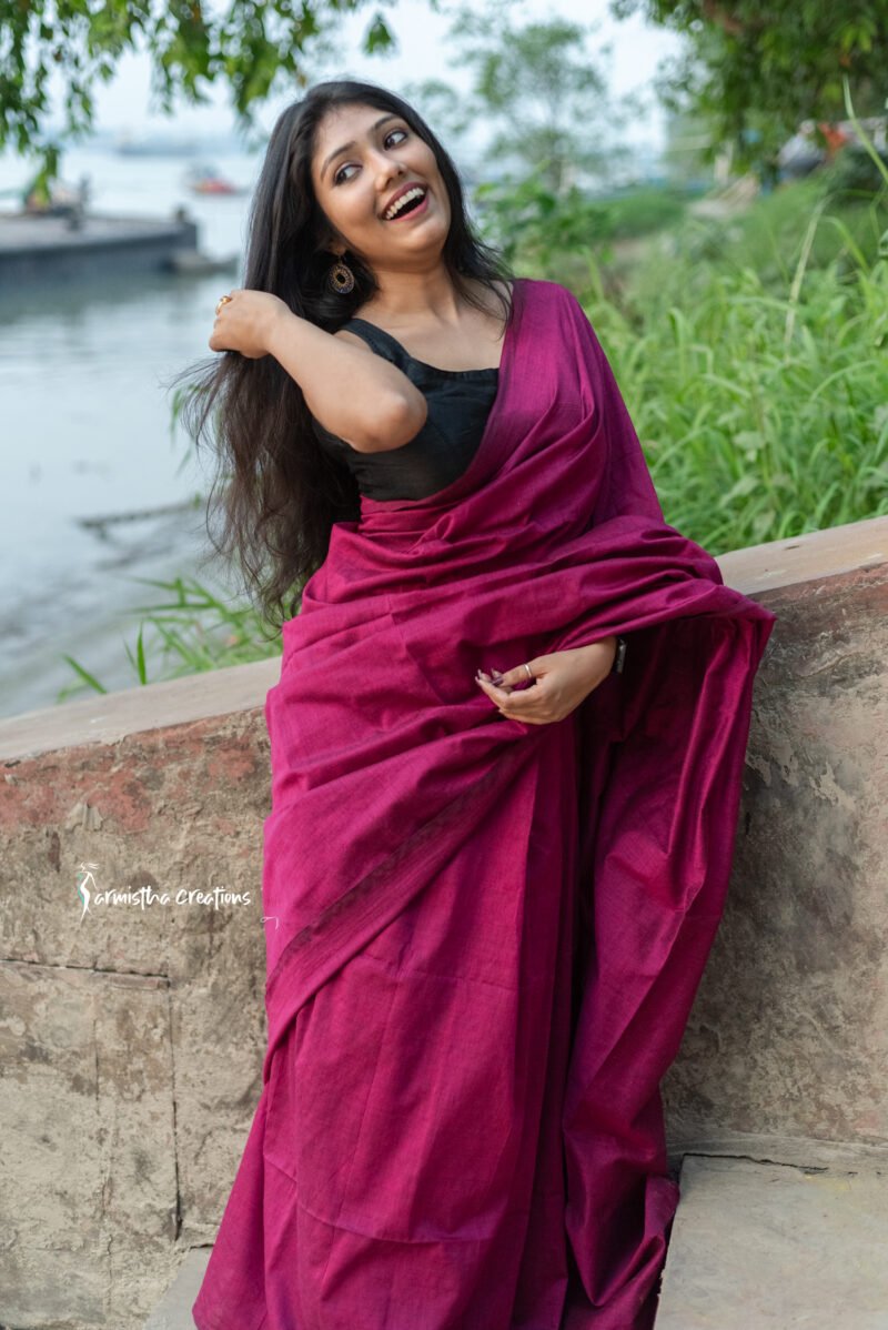 pure cotton saree magenta