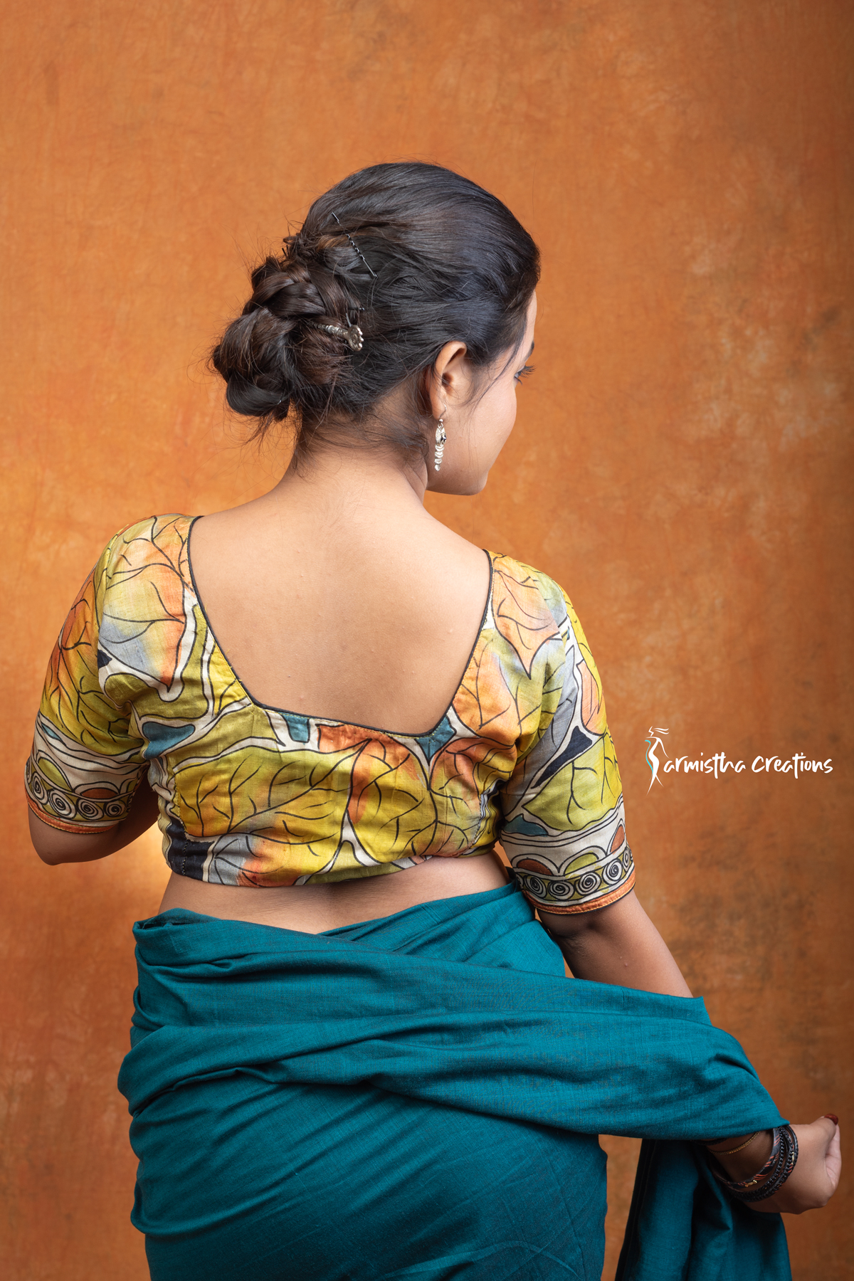 Patralekha kalamkari tussar blouse ready stitched