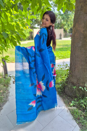 Prussian Winter (saree) inspired by the depth and elegance of classic Prussian Blue.