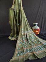 green dhonekhali cotton saree with kantha stitch