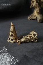 conical dokra earring with filigree work. hand-made tribal jewellery