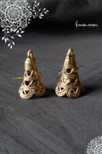 conical dokra earring with filigree work. hand-made tribal jewellery