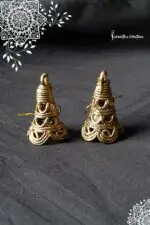 conical dokra earring with filigree work. hand-made tribal jewellery