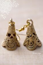 conical dokra earring with filigree work. hand-made tribal jewellery